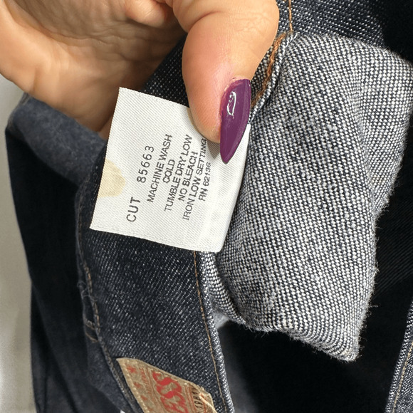 VTG 90s GUESS JEAN Trucker JACKET raw selvedge denim dark wash XXXXL 4XL - Picture 8 of 8